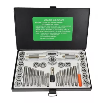 ROCKFORCE Conjunto de 40 peças de machos e cossinetes métricos M3-M12