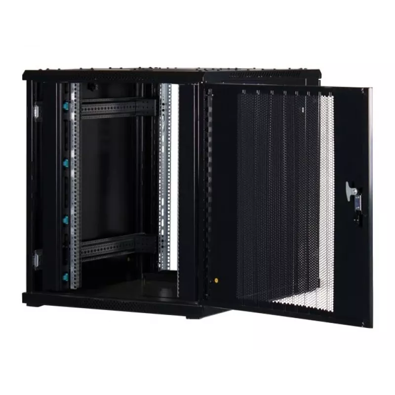 Armário rack de servidor Rockstable 18U 19 polegadas com porta frontal de malha - Autónomo - Capacidade de carga 800 kg - Fechadura com chave - Calhas de gestão de cabos - Pés ajustáveis (RS19-8018PP)
