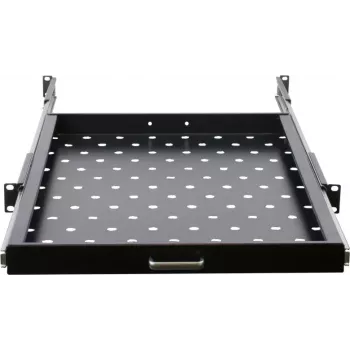 Prateleira de rack extensível Rockstable RS19-UH69 1U 19 polegadas, aço SPCC, preto
