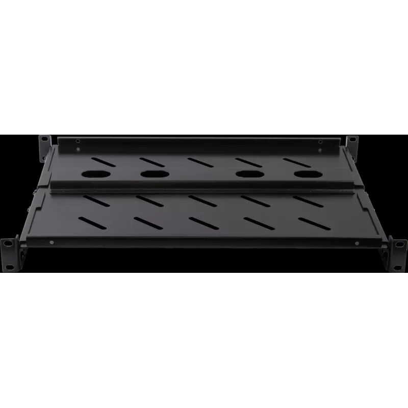 Rockstable 1U 19 polegadas Prateleira Heavy Duty - Prateleira de rack fixa - Aço laminado a frio SPCC - Preto - Capacidade de carga 50 kg - 760 mm de profundidade (RS19-SFH76)