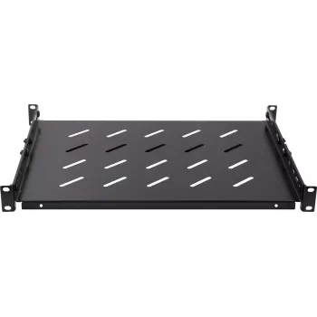 Rockstable 1U 19 polegadas Prateleira Heavy Duty - Prateleira de rack fixa - Aço laminado a frio SPCC - Preto - Capacidade de carga 50 kg - 760 mm de profundidade (RS19-SFH76)