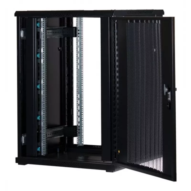 Rockstable Armário de servidor 22U 19 polegadas com porta de grelha - Armário de pé - 22U - 800 kg de capacidade de carga - porta com fecho - calhas de montagem - pés ajustáveis (RS19-8822PP)