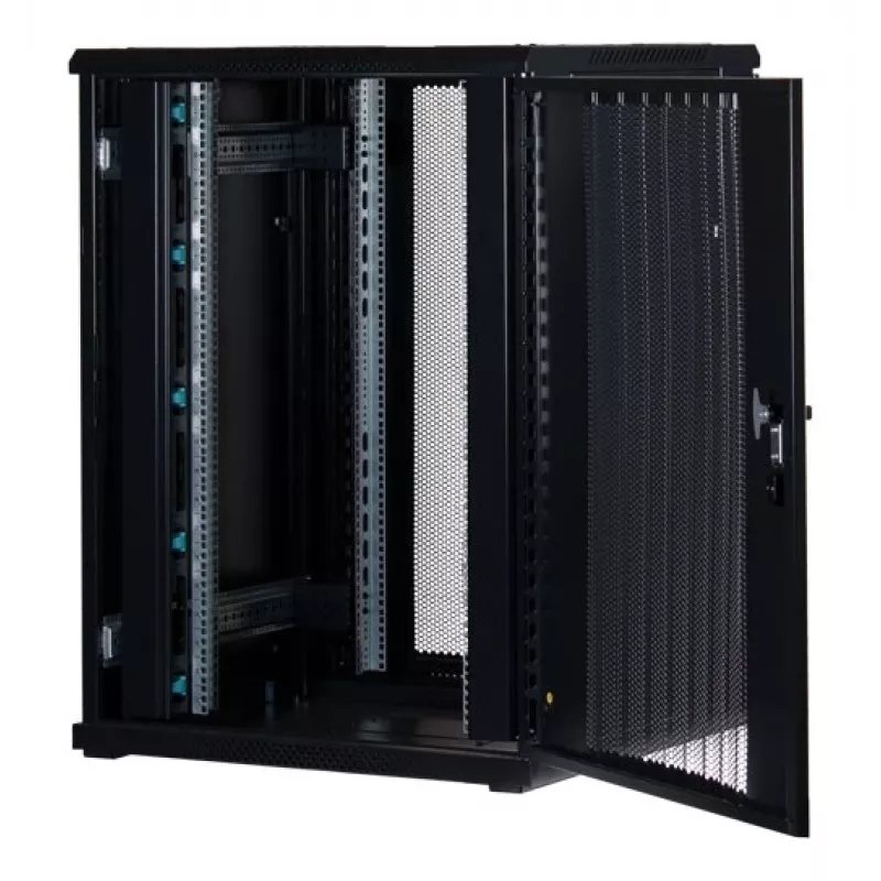 Rockstable Armário de servidor 22U 19 polegadas com porta de grelha - Armário de pé - 22U - 800 kg de capacidade de carga - porta com fecho - calhas de montagem - pés ajustáveis (RS19-8822PP)