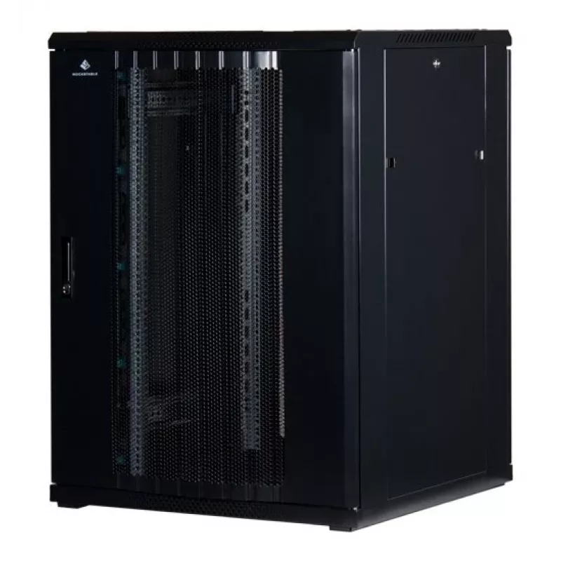 Rockstable Armário de servidor 22U 19 polegadas com porta de grelha - Armário de pé - 22U - 800 kg de capacidade de carga - porta com fecho - calhas de montagem - pés ajustáveis (RS19-8822PP)