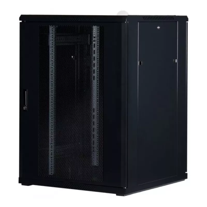 Rockstable Armário de servidor 22U 19 polegadas com porta de grelha - Armário de pé - 22U - 800 kg de capacidade de carga - porta com fecho - calhas de montagem - pés ajustáveis (RS19-8822PP)