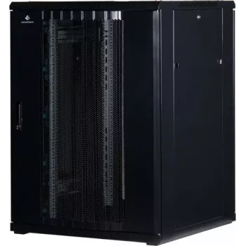 Rockstable Armário de servidor 22U 19 polegadas com porta de grelha - Armário de pé - 22U - 800 kg de capacidade de carga - porta com fecho - calhas de montagem - pés ajustáveis (RS19-8822PP)