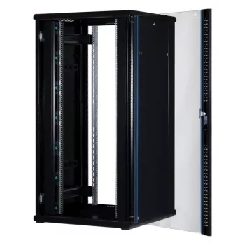 Rockstable Armário de servidor 32U 19 polegadas com porta de vidro - Armário de pé - 32U - 800 kg - fecho com chave - calhas de montagem - pés ajustáveis (RS19-8832)