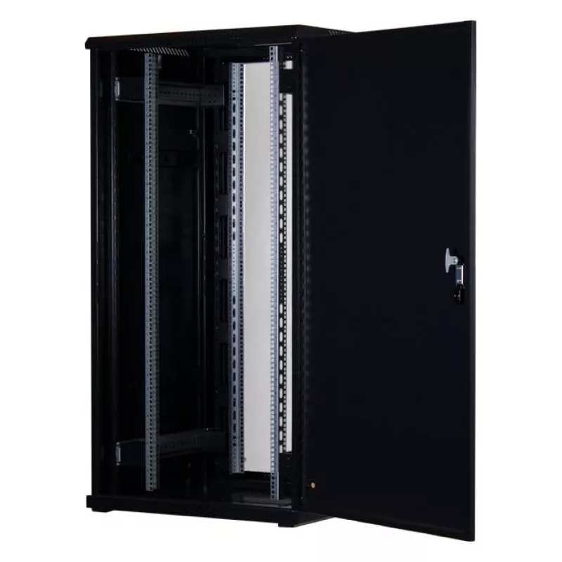 Rockstable Armário de servidor 32U 19 polegadas com porta de vidro - Armário de pé - 32U - 800 kg - fecho com chave - calhas de montagem - pés ajustáveis (RS19-8832)
