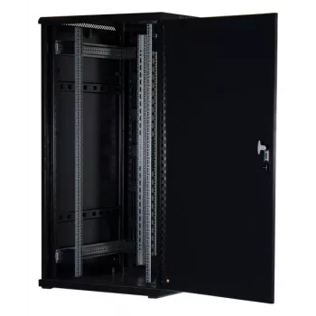 Rockstable Armário de servidor 32U 19 polegadas com porta de vidro - Armário de pé - 32U - 800 kg - porta com fecho - calhas de montagem - pés ajustáveis (RS19-8032)