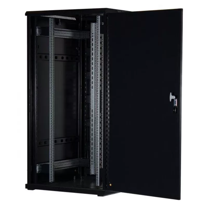 Rockstable Armário de servidor 32U 19 polegadas com porta de vidro - Armário de pé - 32U - 800 kg - porta com fecho - calhas de montagem - pés ajustáveis (RS19-8032)