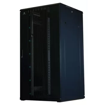 Armário de servidor Rockstable 32U 19 polegadas com portas de malha - Armário de chão - Capacidade de carga 800 kg - Bloqueável - Calhas de montagem - Pés ajustáveis (RS19-8832PP)