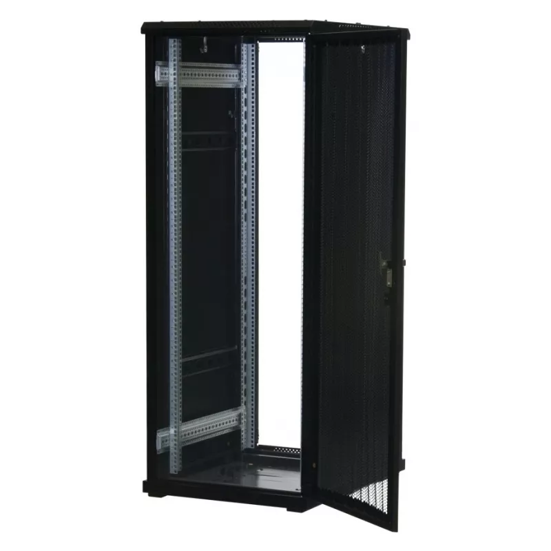 Rockstable Armário de servidor 32U 19 polegadas com portas de malha - Estrutura autónoma - 32U - 800 kg - fecho - calhas de montagem - pés ajustáveis (RS19-6832PP)