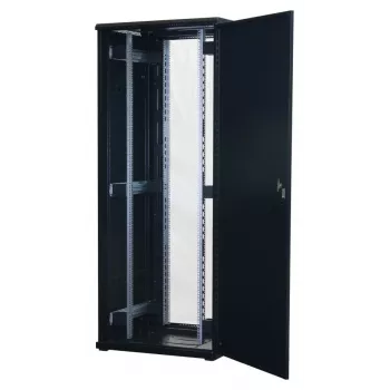 Armário de servidor Rockstable 42U 19 polegadas com porta de vidro - Armário de chão - 42U - 800 kg - Fechadura com chave - Calhas de montagem - Pés ajustáveis (RS19-8842)