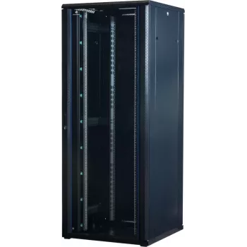 Armário de servidor Rockstable 42U 19 polegadas com porta de vidro - Armário de chão - 42U - 800 kg - Fechadura com chave - Calhas de montagem - Pés ajustáveis (RS19-8842)