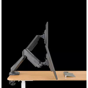 Rockstable RS-MM011B Suporte de secretária profissional para monitor duplo - Grampo/parafuso - 16 kg - 15-32 polegadas - 100x100 mm - Preto