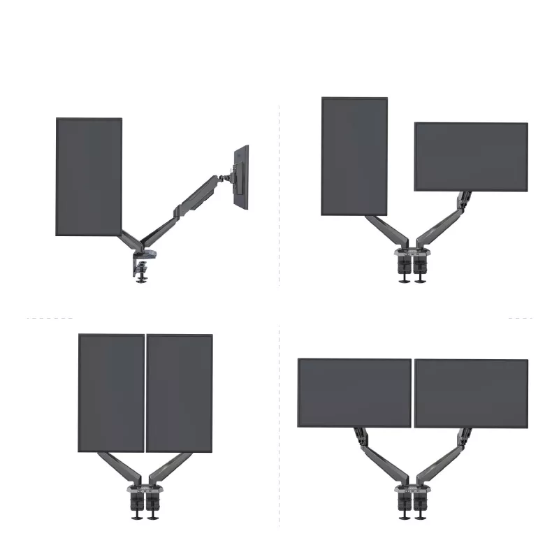 Rockstable RS-MM011B Suporte de secretária profissional para monitor duplo - Grampo/parafuso - 16 kg - 15-32 polegadas - 100x100 mm - Preto