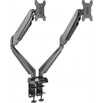 Rockstable RS-MM011B Suporte de secretária profissional para monitor duplo - Grampo/parafuso - 16 kg - 15-32 polegadas - 100x100 mm - Preto