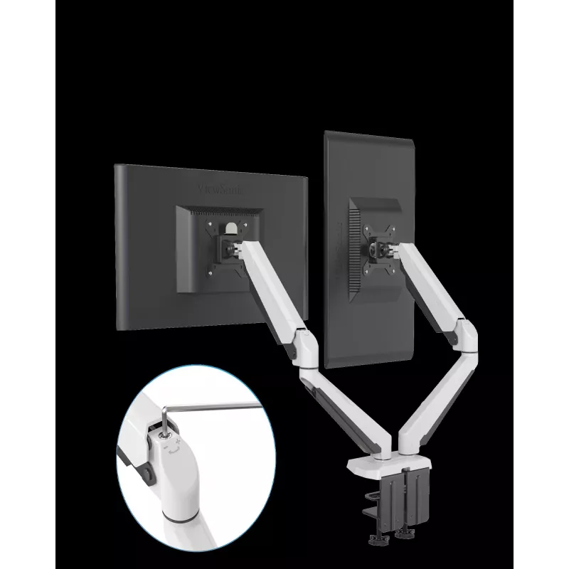 ROCKSTABLE RS-MM011W Suporte Profissional para Dois Monitores - Aperto / Passagem - 16 kg - 38,1 cm (15 polegadas) - 81,3 cm (32 polegadas) - 100 x 100 mm - Branco