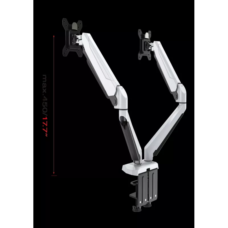 ROCKSTABLE RS-MM011W Suporte Profissional para Dois Monitores - Aperto / Passagem - 16 kg - 38,1 cm (15 polegadas) - 81,3 cm (32 polegadas) - 100 x 100 mm - Branco