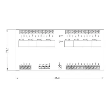 ROGER XM-8DR-BRD Módulo expansor de I/O, 8 entradas, 8 saídas de relé, RS485