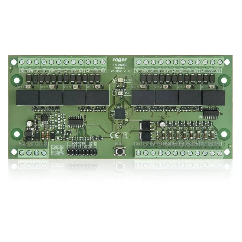 ROGER XM-8DR-BRD Módulo expansor de I/O, 8 entradas, 8 saídas de relé, RS485