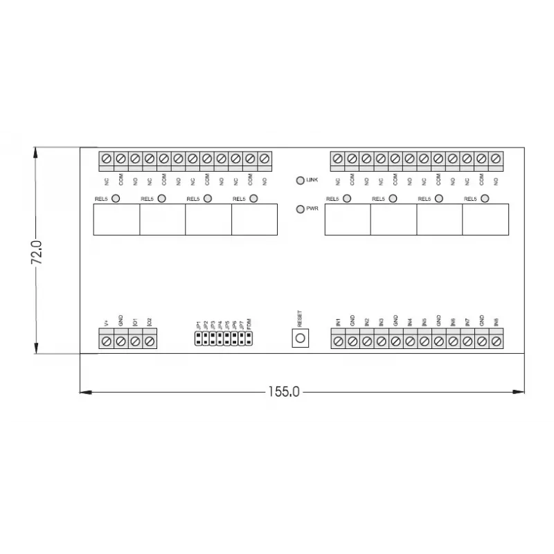 ROGER XM-8DR-BRD Módulo expansor de I/O, 8 entradas, 8 saídas de relé, RS485