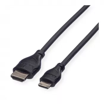 Cabo HDMI High Speed com Ethernet ROLINE, HDMI Type-A macho para Mini HDMI macho, 2 m, 11.04.5580