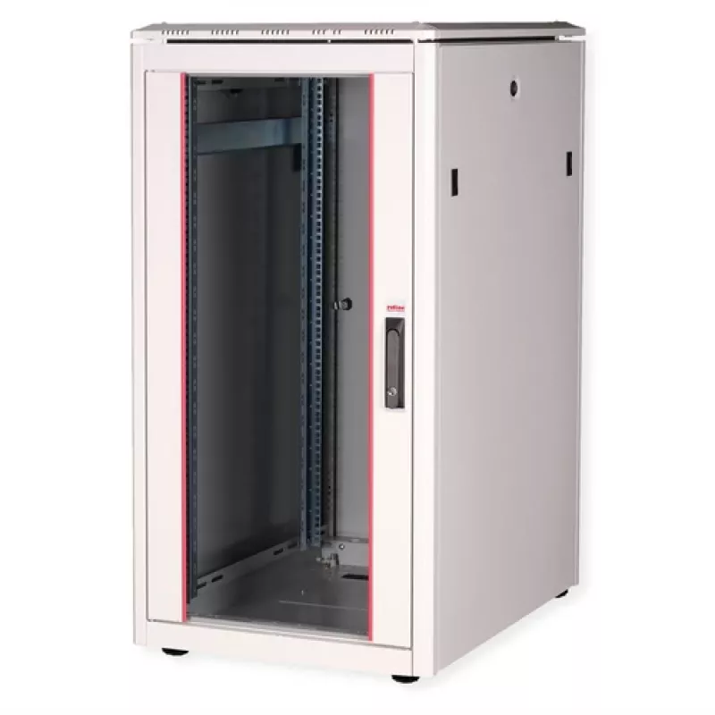 ROLINE Pro armário de rede 22U 600x800mm com porta de vidro, cinzento claro RAL 7035 26.21.0050