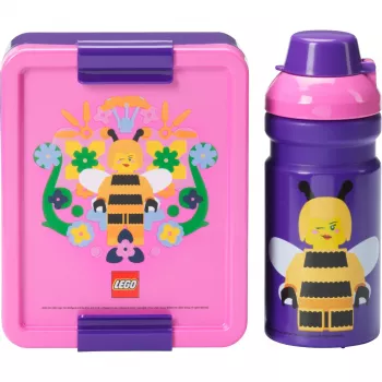ROOM COPENHAGEN LEGO Conjunto de Almoço Bee - Conjunto de 2 peças com garrafa de água e lancheira, Roxo
