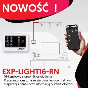 Ropam Controlo de iluminação EXP-LIGHT16-RN – Módulo de extensão de relés de 16 canais para barramento RopamNet