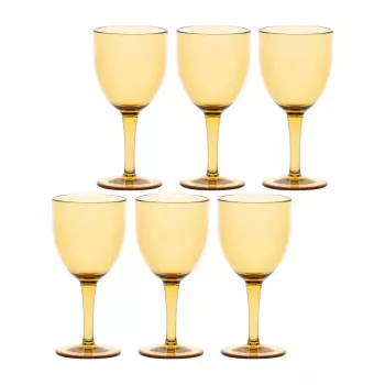 Conjunto de 6 copos de vinho de acrílico ROSE&TULIPANI FIABA 400 ml, âmbar