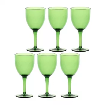 Conjunto ROSE&TULIPANI FIABA de 6 copos de vinho de acrílico 400 ml, verde