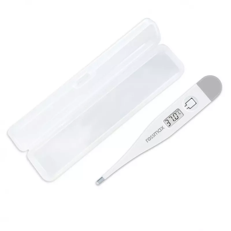 Rossmax TG 100 Termómetro digital com alarme de febre, oral, retal, axilar, sonda à prova de água, visor LCD, memória, comutável entre Celsius e Fahrenheit