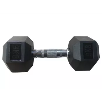 Haltere hexagonal emborrachado YLDB35 9 kg – anti-rolamento, protege o chão, punho cromado estriado