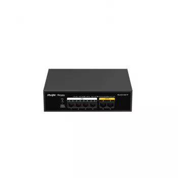 Switch PoE Ruijie RG-ES106F-P 6 portas Fast Ethernet, 4 portas PoE+, orçamento 54W, não gerido, preto