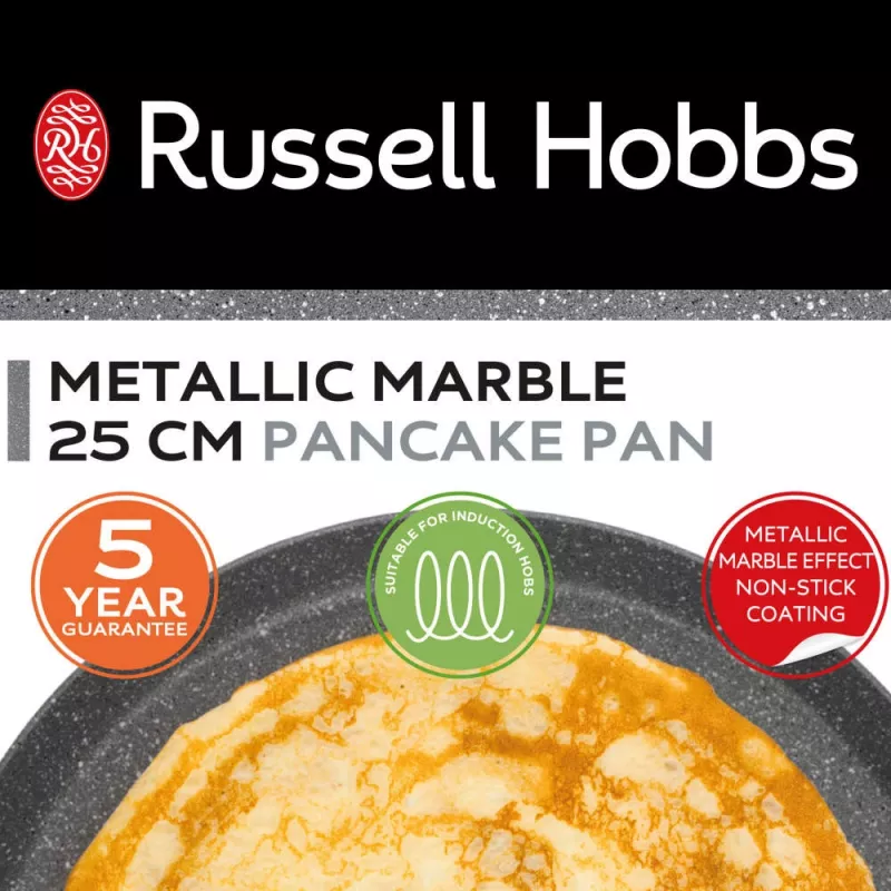 Russell Hobbs RH028521EU7 Metallic Marble frigideira para panquecas de 25 cm