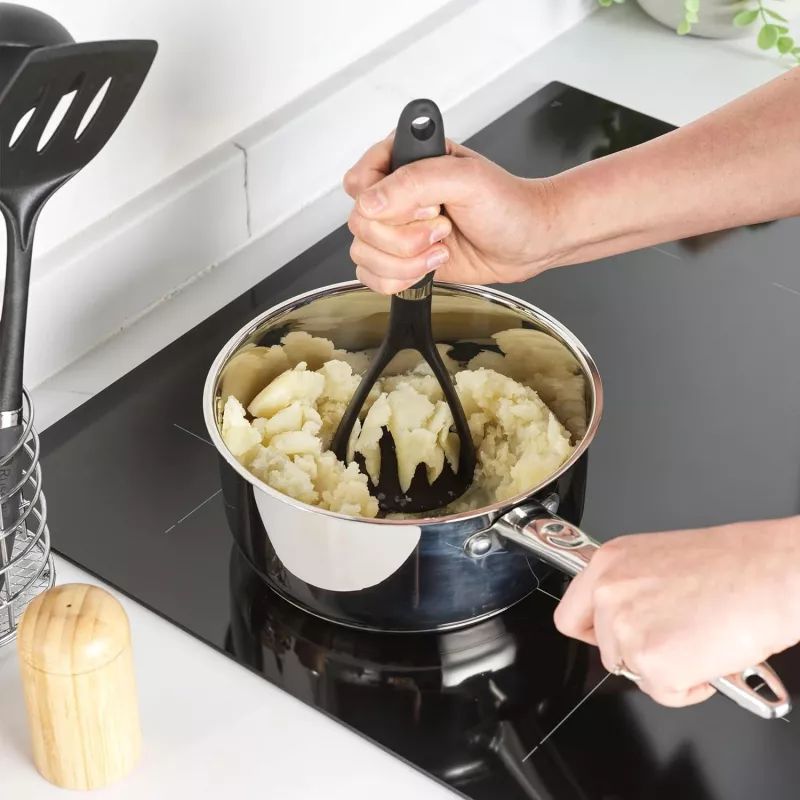 Russell Hobbs RH03026EU7 Conjunto de 5 utensílios de cozinha com suporte giratório, preto e prateado