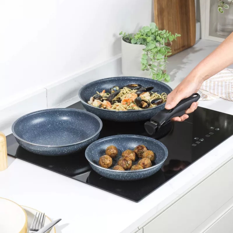 Russell Hobbs RH03293EU7 Nightfall Stone Conjunto de 4 frigideiras Smart Clip