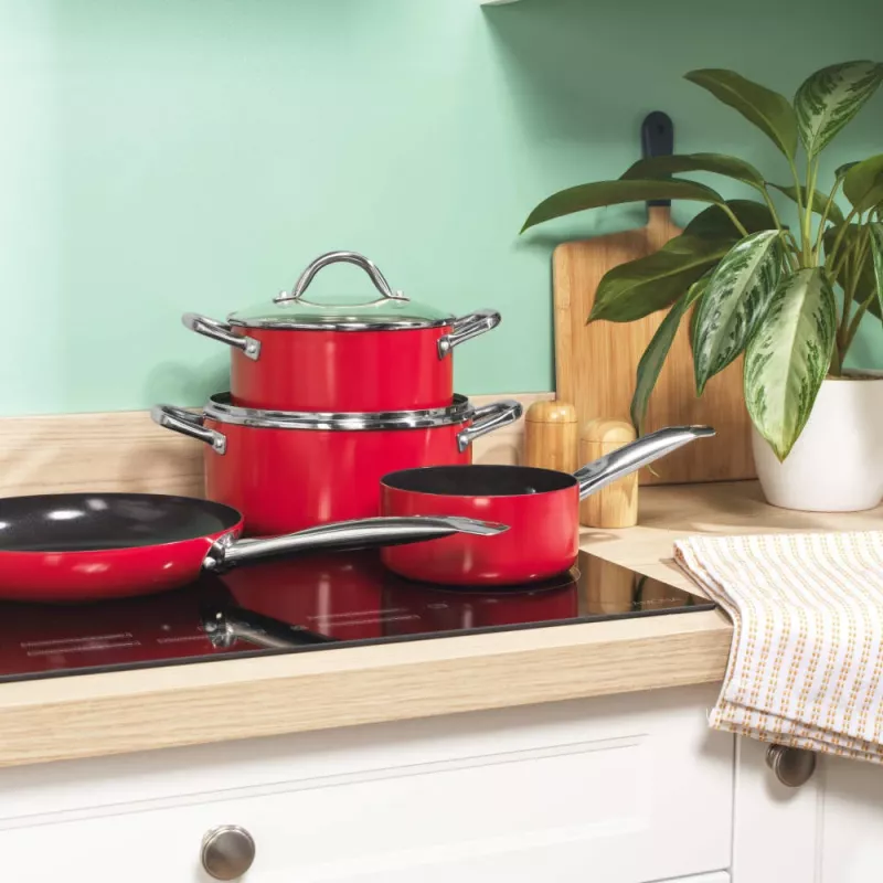 Russell Hobbs RH03821 Conjunto de 4 panelas Riviera, vermelho