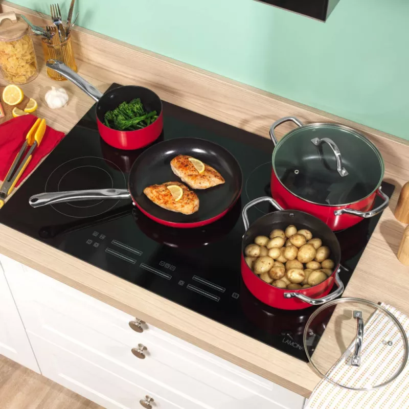 Russell Hobbs RH03821 Conjunto de 4 panelas Riviera, vermelho