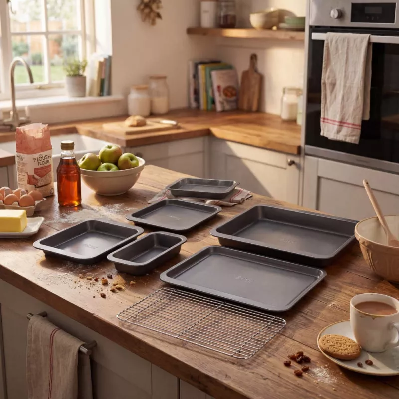Russell Hobbs RH03903 Conjunto de 7 formas de empilhar, aço carbono, antiaderente, cinzento carvão