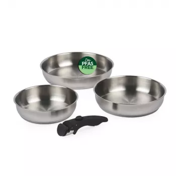 Russell Hobbs RH04033 Conjunto de 4 frigideiras Smart Clip em aço inoxidável