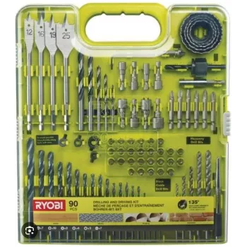 Ryobi Conjunto de acessórios de perfuração e aparafusamento, 90 peças