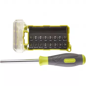 RYOBI Chave de fendas RSD17PCS, com conjunto de 17 pontas (Verde/Cinzento)