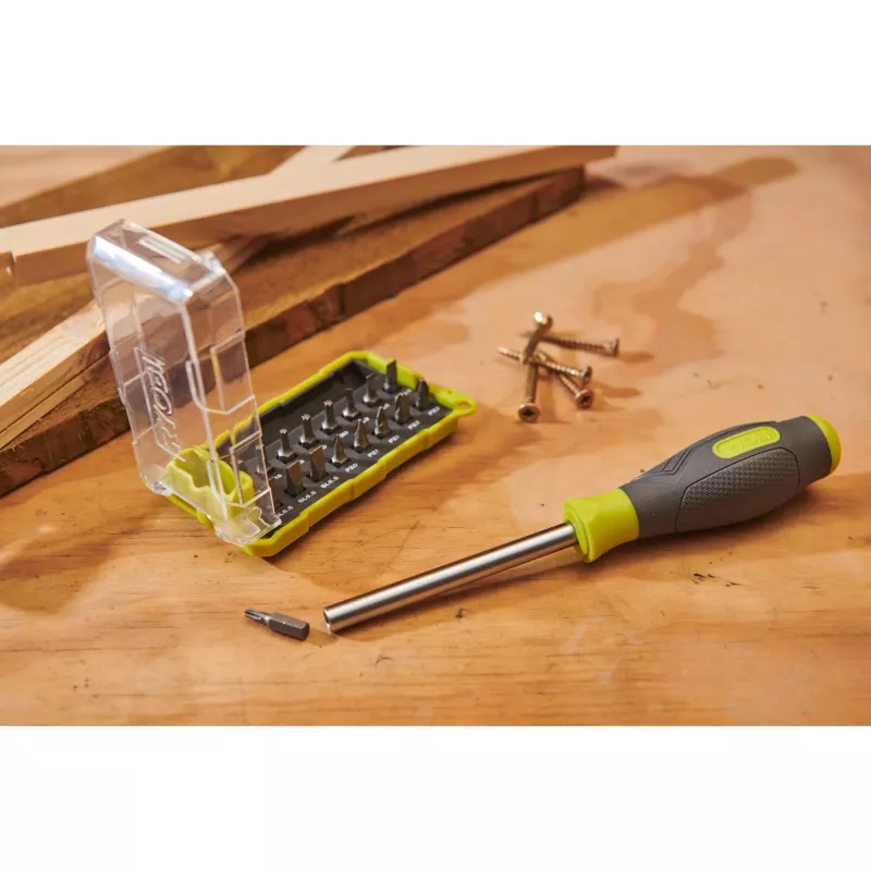 RYOBI Chave de fendas RSD17PCS, com conjunto de 17 pontas (Verde/Cinzento)