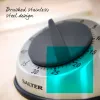 Temporizador mecânico Salter 338 SSBKXR15 em aço inoxidável - temporizador de corda de 60 minutos com sinal acústico, prateado