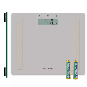 Balança de casa de banho com analisador compacta em vidro Salter 9113 GFEU12, cinzenta