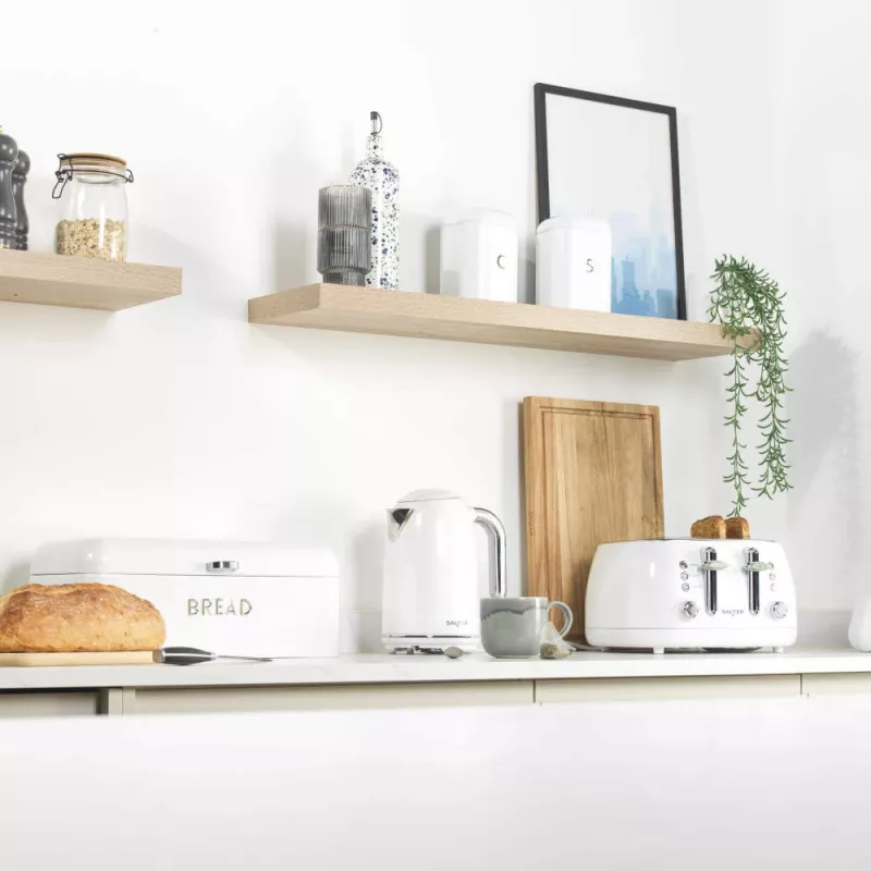 Salter Boston Conjunto de 4 acessórios de casa de banho para arrumação, branco gelo