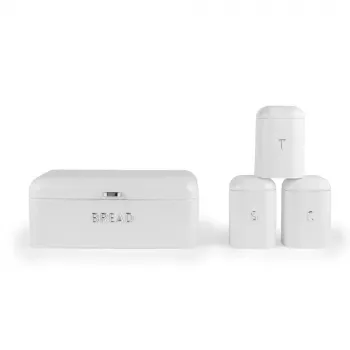 Salter Boston Conjunto de 4 acessórios de casa de banho para arrumação, branco gelo