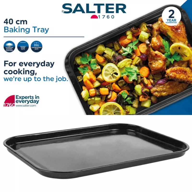 Tabuleiro de forno 40cm Salter BW12813EU7 - aço carbono antiaderente Megastone, cinzento antracite